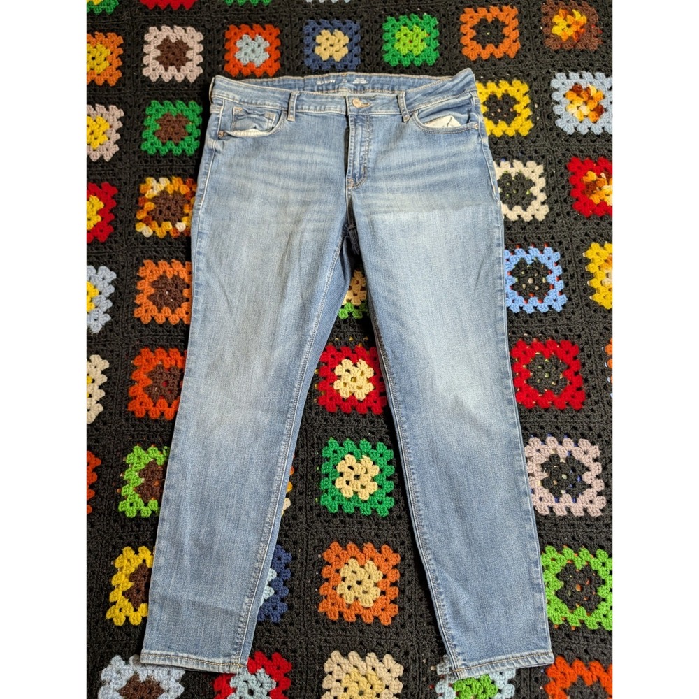 Old Navy Rockstar Super Skinny Jeans Womens 14 Short Mid Rise Medium Wash Blue‎
